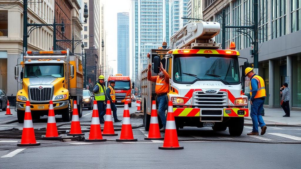 Public works crew on a city street